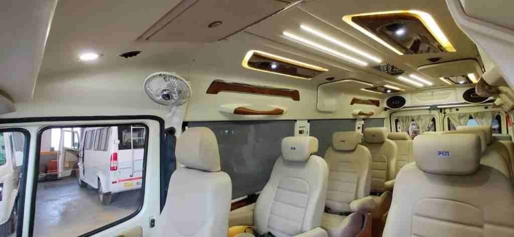 7 Seater Tempo Traveller Interior - Push-back Seats AC - Tyagi Travels