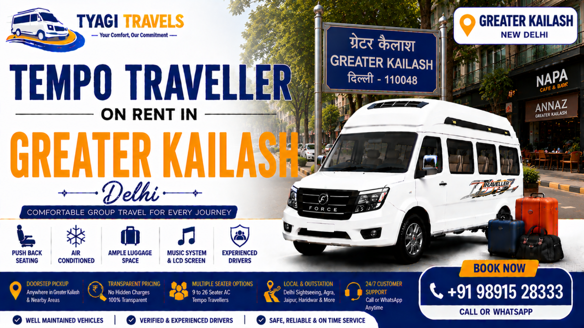 Hire Tempo Traveller on Rent in Greater Kailash, Delhi